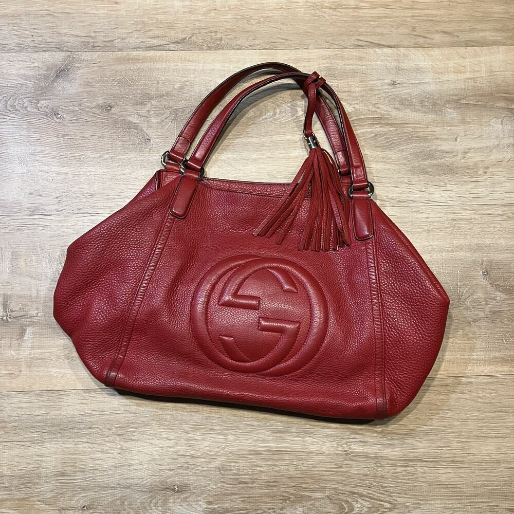 GUCCI 282309 Interlocking G Soho fringe tassel Tote Bag Shoulder Bag Hand Bag